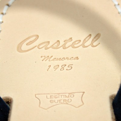 Castell 1898 - Avarcas Menorquinas Mujer Planas Abiertas de Color Azul Marino con Brillantes