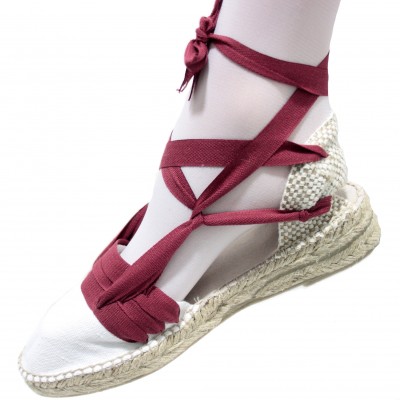 Mid Heel Espadrilles Tres Vetes Maroon