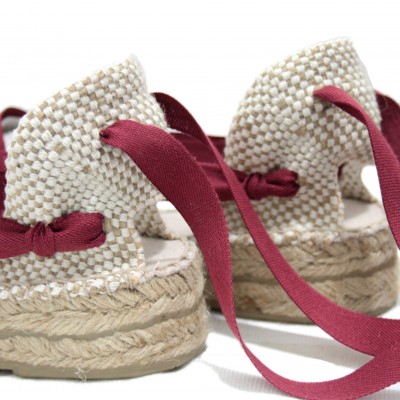 Mid Heel Espadrilles Tres Vetes Maroon