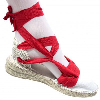 Mid Heel Espadrilles Tres Vetes Red