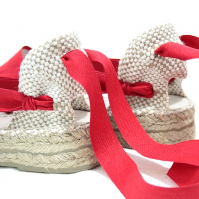 Mid Heel Espadrilles Tres Vetes Red